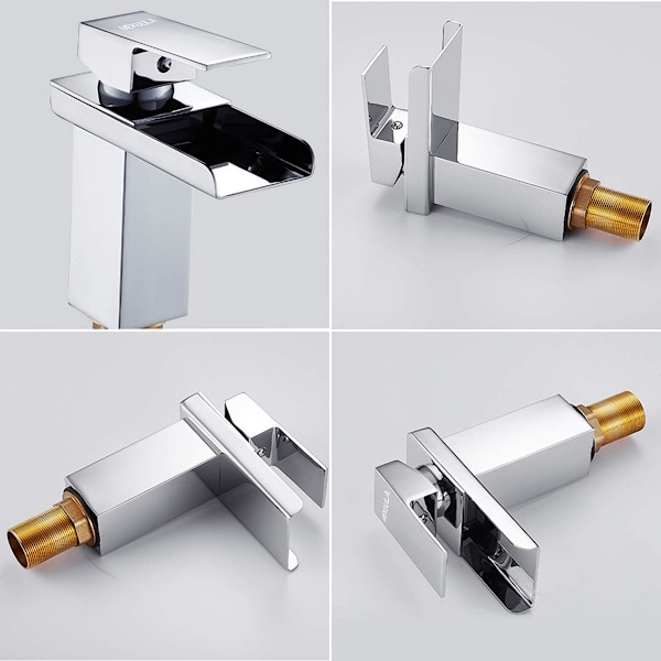 Baderomsbatteri, Moderne Design Vannfall Batteri, Varmt og Kaldt Vann Tilgjengelig, Krom Pla