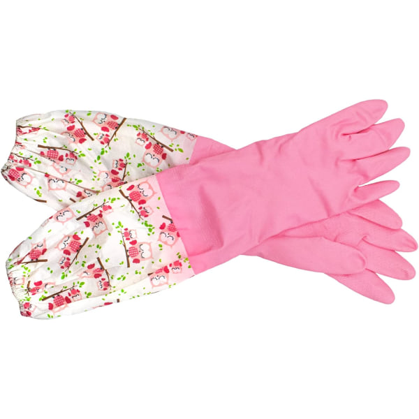 1pair Pink Long Rubber Pond and Drain Gloves - Household and Gard