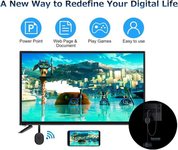 HDMI-skjermspeilingsadapter, videospiegelingsdongelmottaker brukt