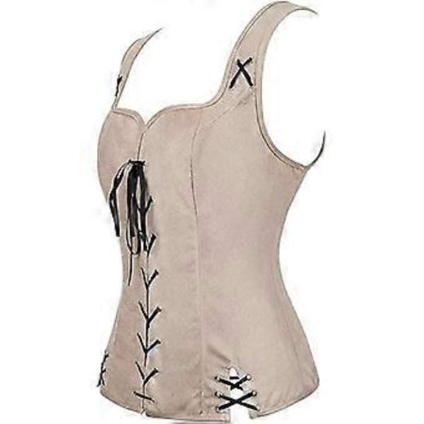 Dame Pirat Punk Vest Livstykke Cosplay Vest(M Beige)