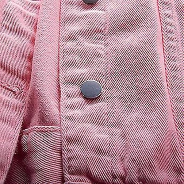 Damjacka med lång ärm i denim, varm och ytterkläder (XL Rosa)