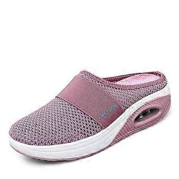 Luftpude Vandresko Åndbare Casual Mesh Slip On Vandresko til Udendørs Indendørs (41 Pink)