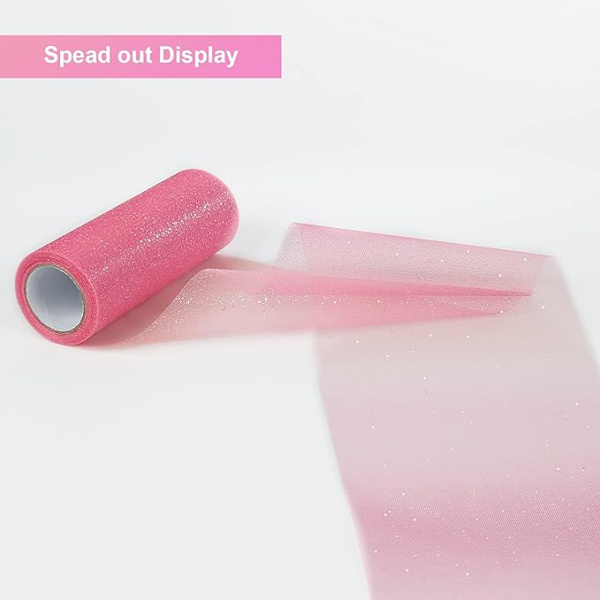 Regnbue Gradient Sequin Tulle Rull, 2PCS Nonwoven Tulle Rull Tab