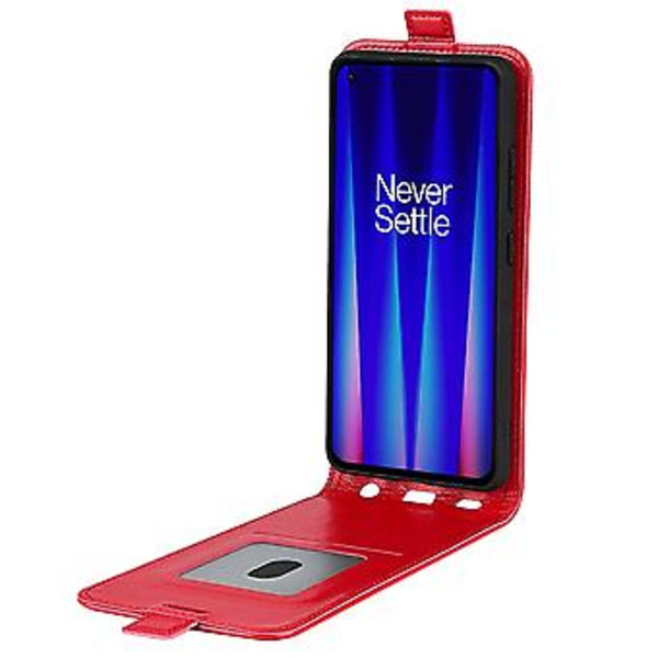 R64 Vertikal Lommeveske i Lær for OnePlus Nord CE 2 5G (Rød)