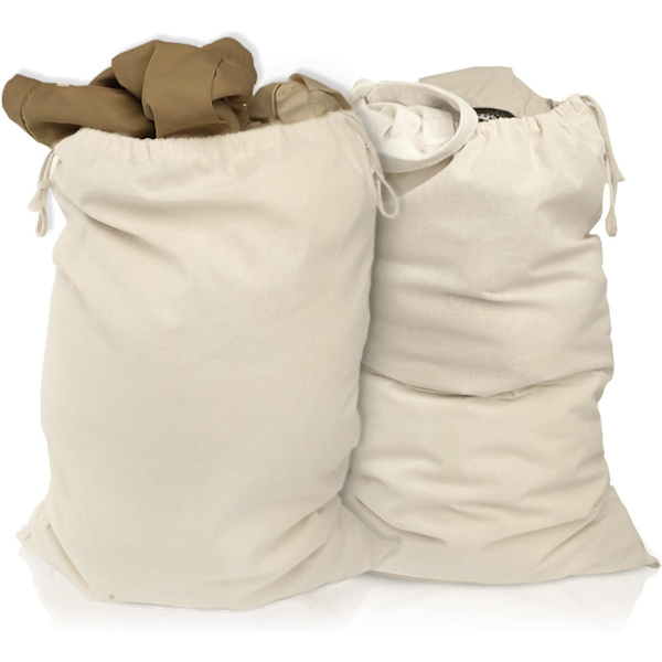 Set med 2 tvättpåsar 48*60 cm i 100% bomull - extra stor tung