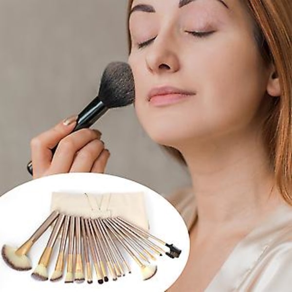 Bærbare 12/18/24 stk. Makeupbørster med taske, bløde børstehår, ansigtsmakeup, smudge-værktøj, kosmetikartikler (24 stk.)