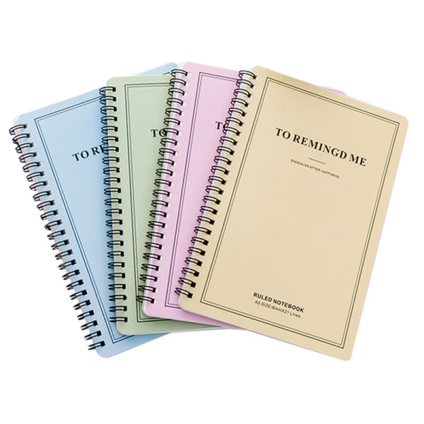 Set med 4 spiralanteckningsböcker, A5-format 60 ark/120 sidor, 210x142 mm, för skolelever och lärare