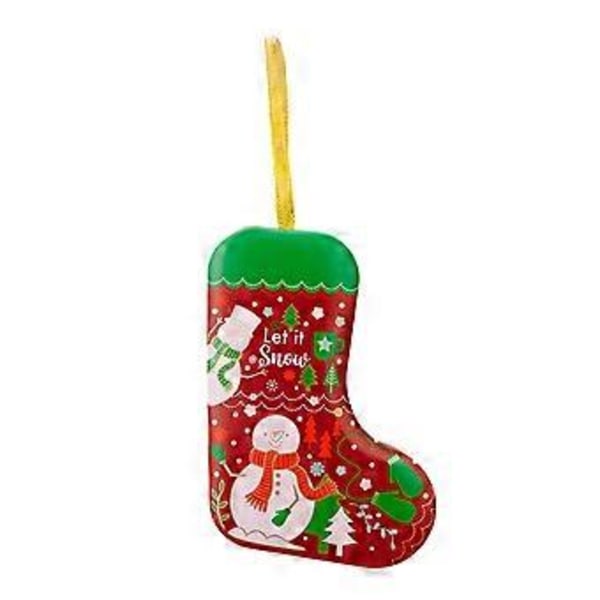 Juleboks i blikk, hengende gaveeske, unik snackbeholder, kakeboks i blikk, godteboks for juletre, festivalfestutstyr (Snømann)