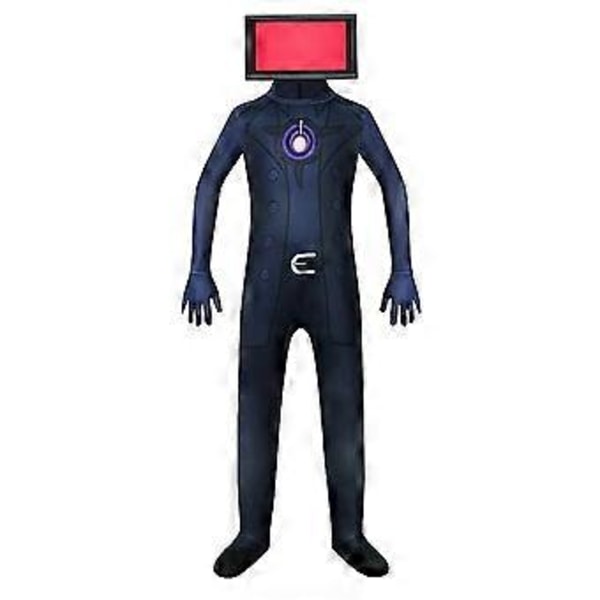 Vuxen Skibidi Toalett Halloween Cosplay Party Kostym Bodysuit Jumpsuit Speakerman/Tvman/Cameraman/Toiletman/Monitorman Klä upp Playsuit (180 TV Man)