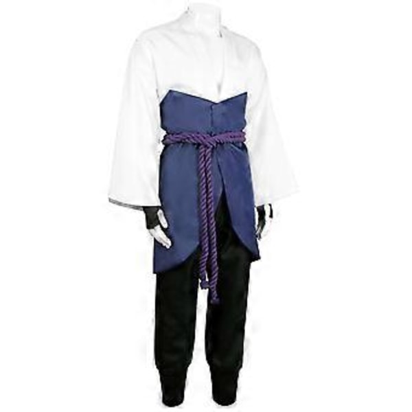 NARUTO Ninja Uchiha Sasuke Cosplay Kostymset Maskerad Party Halloween Kostym för Vuxen (XS Vit)