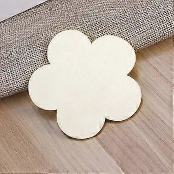 10 st Obehandlade Träutskurna Flis i Plommonblomform för Brädspelsbitar Konst Hantverk Projekt Ornament 6cm