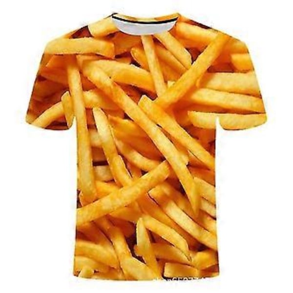 French Fries 3D-trykket T-skjorte for menn og kvinner - Morsom Tee Oversized Street (3XL A)