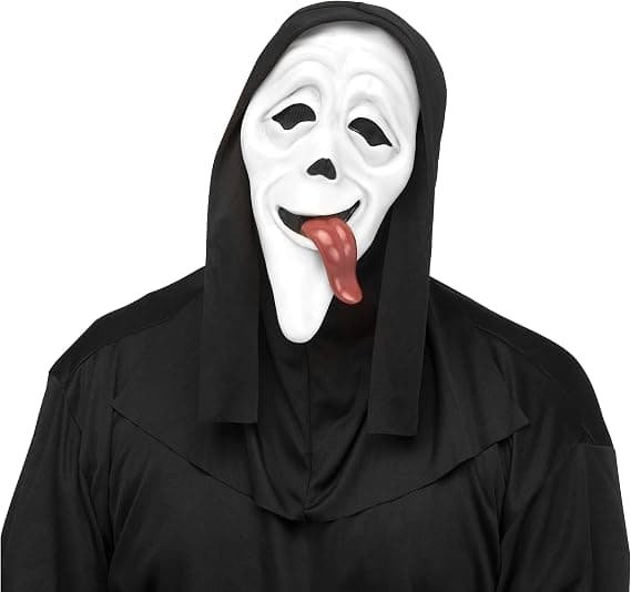 Vit Halloween Spökmask med Tunga
