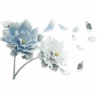 Avtagbara Väggdekaler med Blomma, Lotus och Fjäril, 3D Väggkonst, Heminredning( )