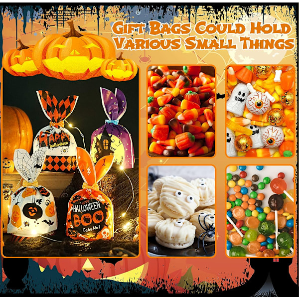 Pastell gresskar + 14*23 Halloween godteripose, 100 stk i plastboks