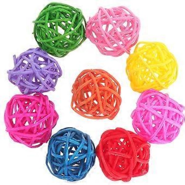 50 ST 3CM Färgglada Rottingbollar Papegoja Tuggleksak Boll Hem DIY Dekorativ Boll