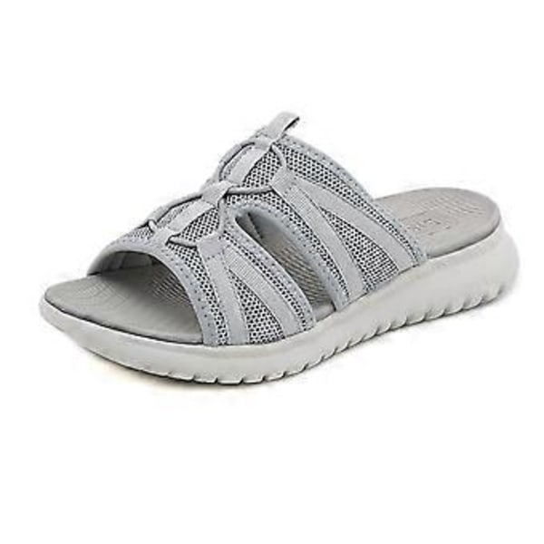 Sports MD Casual Sandaler for Dame Stor Størrelse Sommer Kilehæl Slippers (EU 40 Grå)