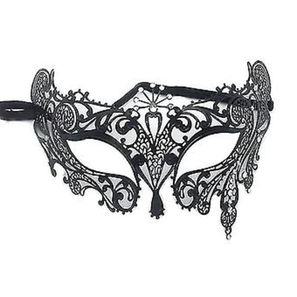 2 stk. Par Masker til Par - Sorte Halvmaske til Dans, Fest og Cosplay