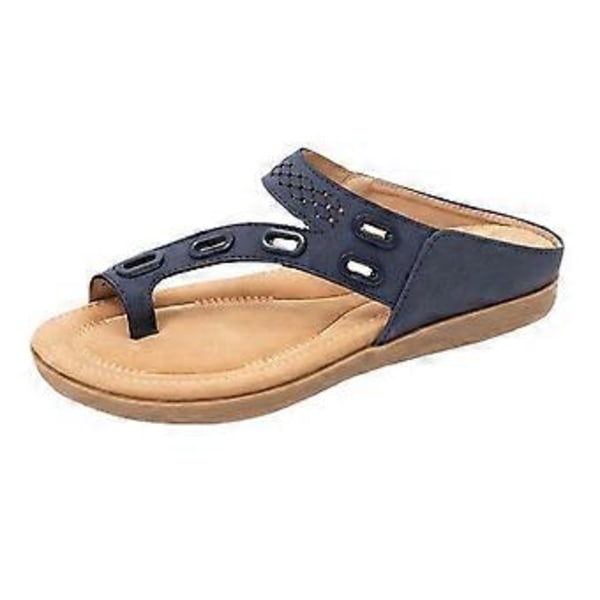 Tyylisäätöiset naisten litteät hierontaflip-flop-sandaalit, liukumattomat, mukavat rantakengät päivittäiseen käyttöön (40 sininen)