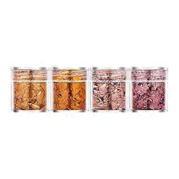 4 stk. Neglekunst Folie Flak, Manikyr Charms Dekorasjoner, Tynne Neglefolie Akryl Rekvisita Uregelmessig Folie Glitter Paljetter Konfetti (Rose Gull)