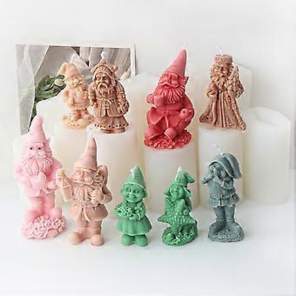 Gnome Resinforme Silikone Dværg Gnome Lysform 3D Dværg Påske Håndlavede Dværgforme til Fremstilling af Dekoration DIY (søstjerne bedstemor chri)