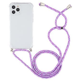 TPU-etui med snor til iPhone 15 Plus (Lilla)