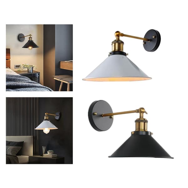 Sæt med 2 Retro Sorte Paraply Væglamper Retro Industri Stil W