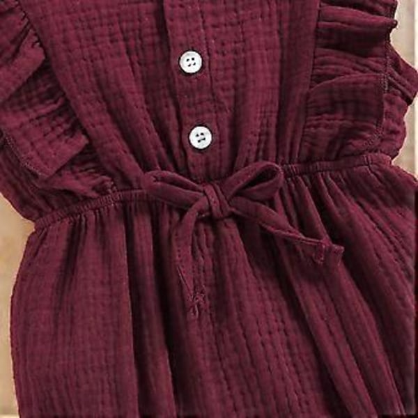 KATEA Toddler Baby Flicka Rufflad Ärmlös Romper Casual Sommar Jumpsuit Bomullslinne Kläder