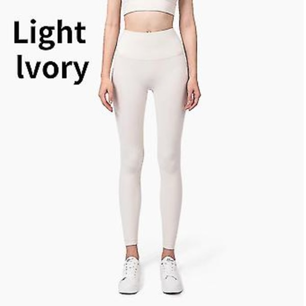 Høytaljede Leggings med Naken Følelse, Push Up, Sport, Kvinner, Trening, Løping, Yoga Bukser, Energiske Sømløse Leggings, Treningsstudio Jente Leggings (M Lys Ivory)