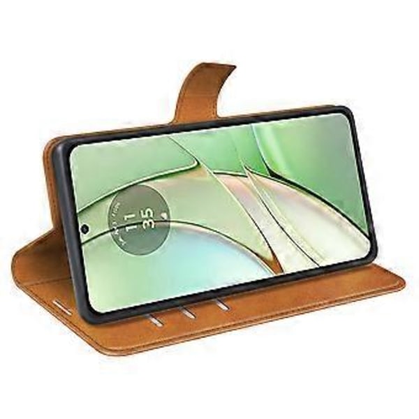 Plånboksfodral i PU-läder med kalvskinnsstruktur för Motorola Edge 40 5G, stativ, telefonfodral (Stil A)