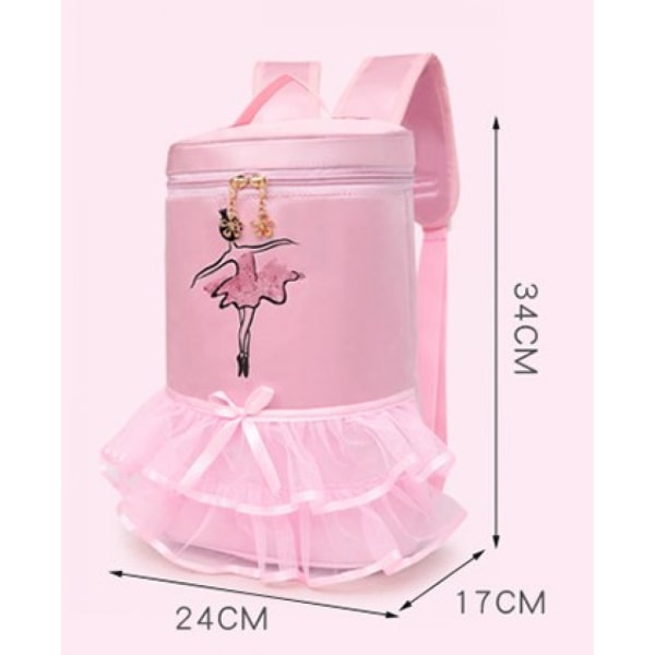 （pink）Pink håndtaske ballet dans taske til piger børn med aftagelig strop frynser håndtaske ballerina