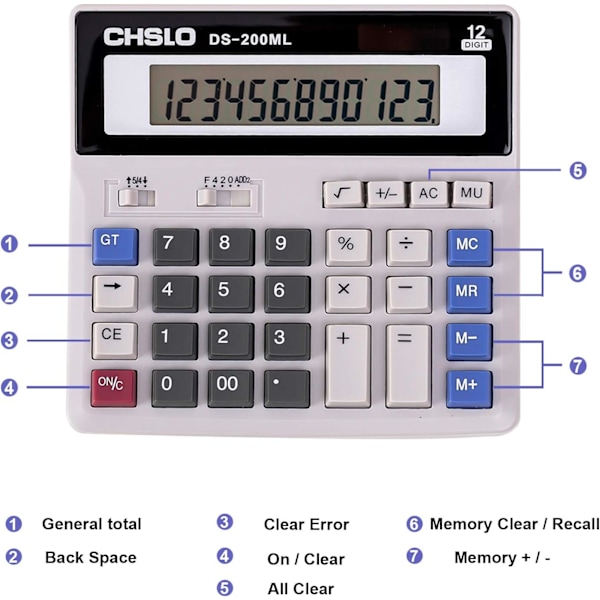 Skrivebordsregnemaskin, 12-sifret Jumbo Basic Desktop Accounting Simpl