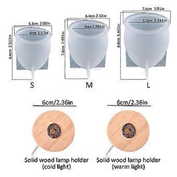 Silikonforme til Epoxyharpiks Ægformet Form Bordlampe Harpiksstøbeforme til DIY Håndværk Støbning Hjemmedekoration (M)