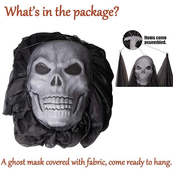 Riippuva haamupääkallo riipus Halloween kauhu haamu 3 metriä harsoa