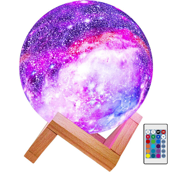Månelampe Galaxy Lampe 5,9 tommer 16 farger LED 3D Månelys L
