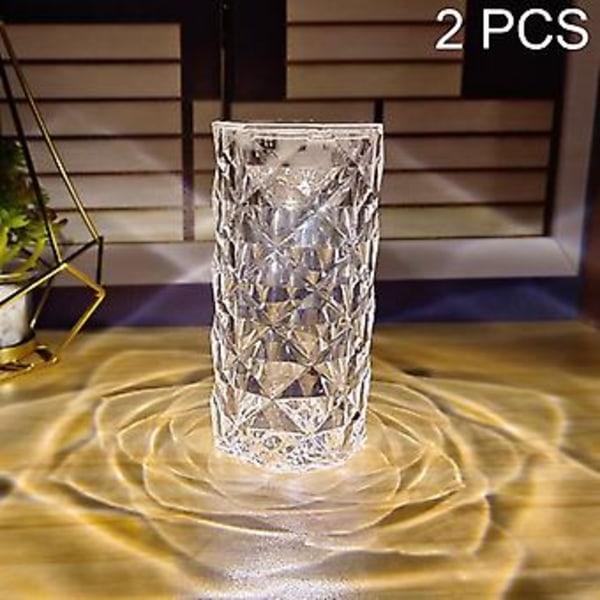 2 stk SF-001A Rose Stemningskrystalllampe, Farge: Hvitt Lys