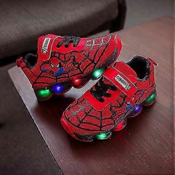 Børnesportsko Spiderman Lysende Sneakers Børn Led Lysende Sko Til Drenge (22 rød)