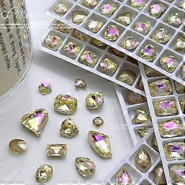 10 stk./sæt Hjerte Negle Charms til Akryl Negle Vanddråbe Negle Ædelstene Sommerfugl Negle Rhinestones Charm Negle Kunst Dekoration (07)
