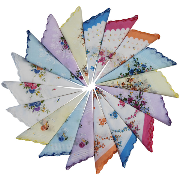 18x Tissue Handkerchiefs Set of 18 gjenbrukbare bomullslommetørklær