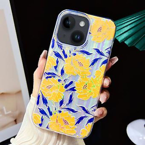 Elektropläterad TPU + PC-fodral för iPhone 13 (Krysantemum)