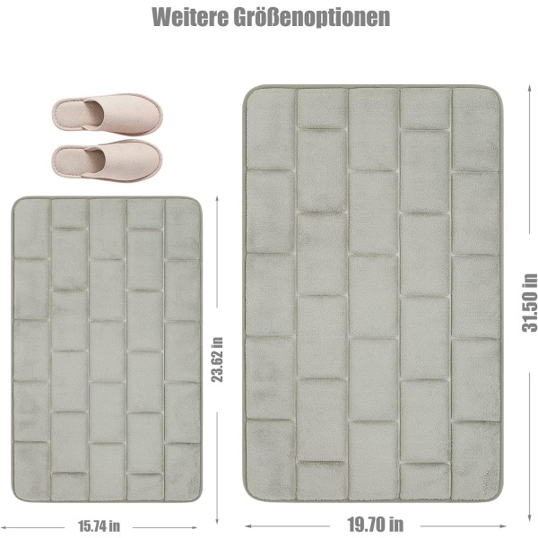 Sklisikker badematte i minneskum, absorberende badematter vaskbar badematte