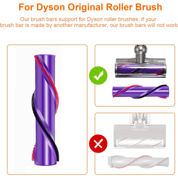 4-pack ersättningsrullar för Dyson V6, V7, V8, V10 dammsugare, rullborste S