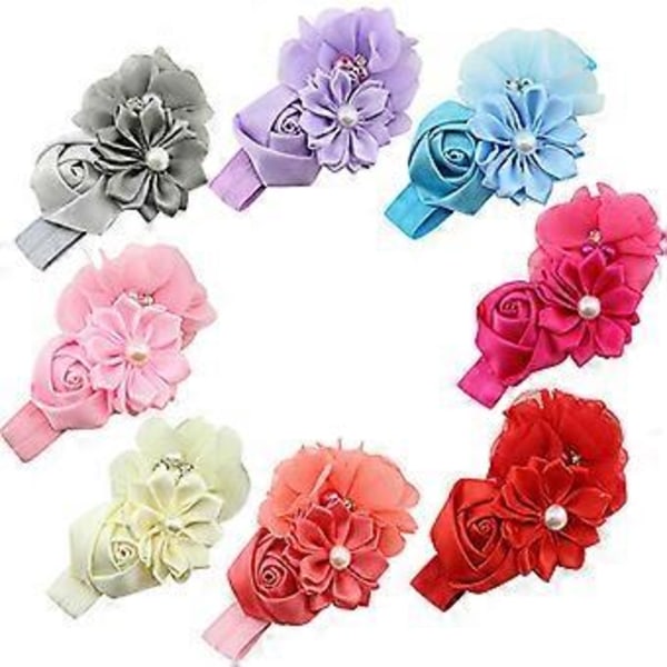 Hårbånd Perle Hudvennlig Chiffon Baby Jenter Sløyfeknute Barnehodeplagg for Bursdag Qinhai( Elfenben)