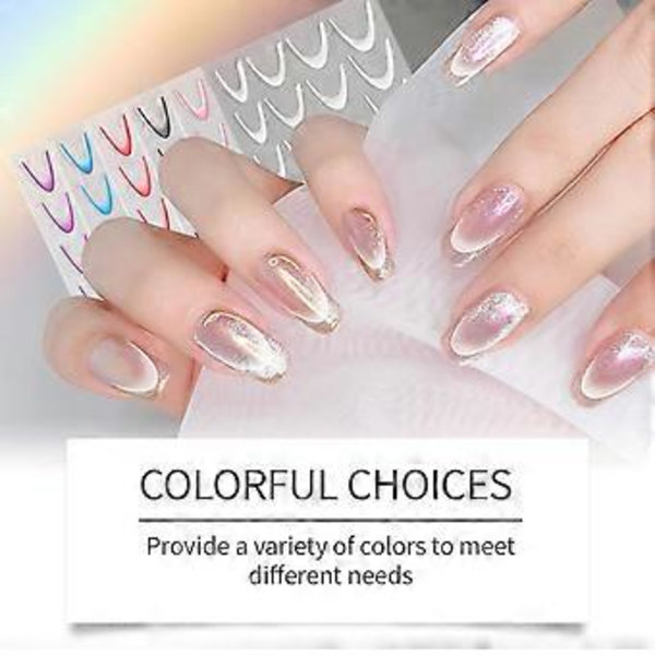 Franska Gradient Nagelkonst Dekaler Stilfulla Damnageldekorationer och Nagelvänliga Nagelstickers för Fester och Bröllop Svart (Svart)