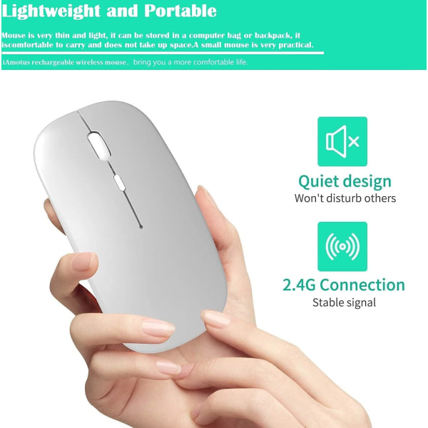 Uppladdningsbar Bluetooth mus, Bluetooth trådlös mus, Bluetooth