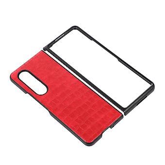 Krokodil-Texturerat PU-Läderfodral för Samsung Galaxy Z Fold4 (Röd)