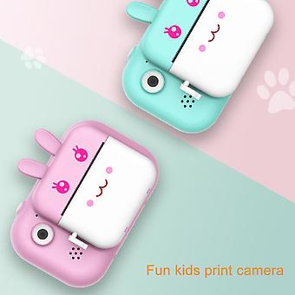 Mini Termisk Kameraskrivare Bärbar Ficka Dubbla Linser Utskrift 1080P 2400W (Rosa)