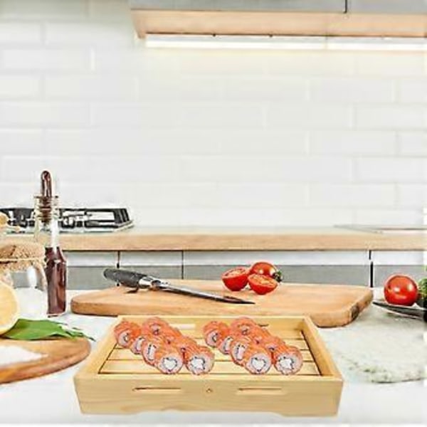 Sushi-bricka i trä, japansk stil, sushi-fodral, sushi-displaybricka, sashimi-tallrik, sushi-serveringsbricka