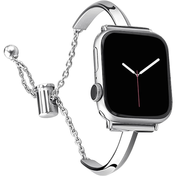 Sølv 38/40/41mm, rustfrit stållænke kompatibel med Apple Wa