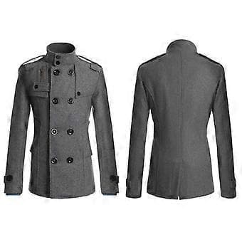 Herr Trenchcoat Dubbelknäppt Ytterkläder Vinterjacka Formell Överrock (3XL Grå)